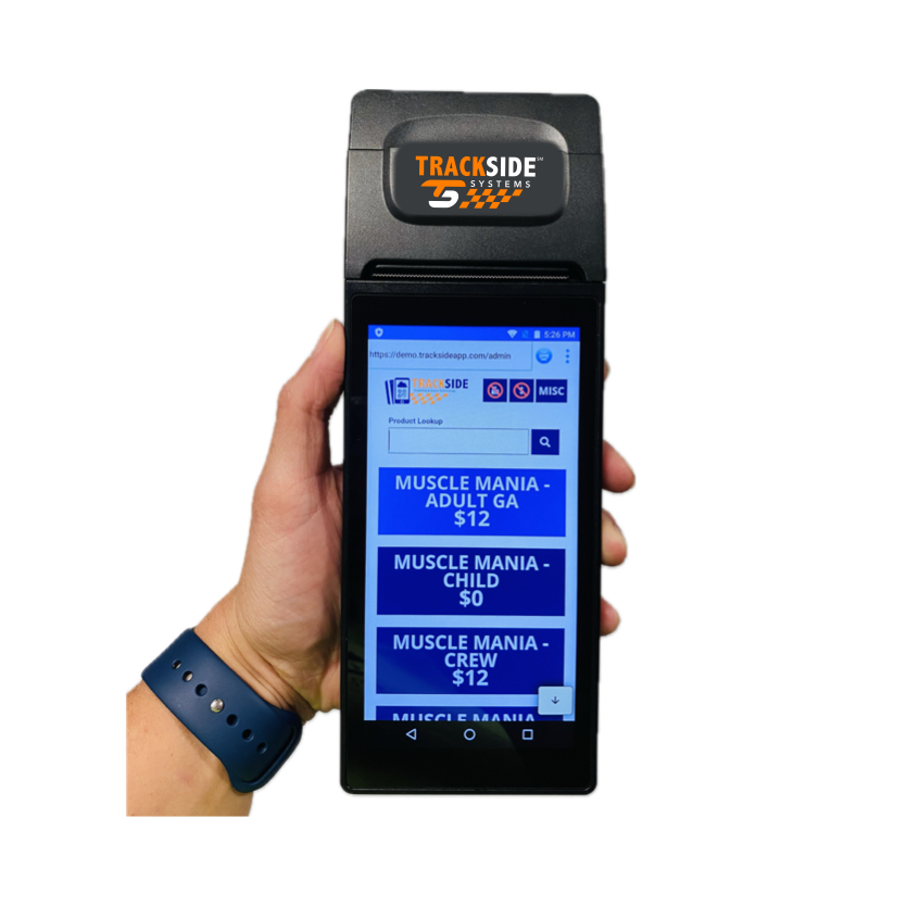 Actual Trackside handheld POS.